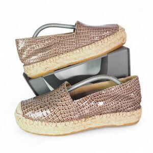 Gitana Embossed Leather Animal Print Espadrille Flats Made in Spain Women's 7/37